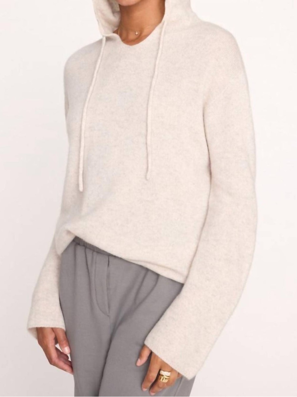 Brochu Walker - Cashmere Seamless Hoodie Knit Sweater Ivory Cream Small - Picture 3 of 11
